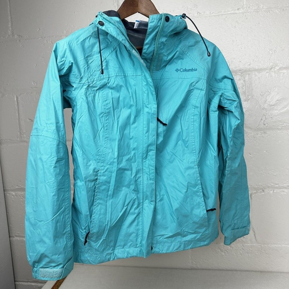 Columbia Omni Tech - Womens Small - Waterproof Shell Rain Jacket Turquoise